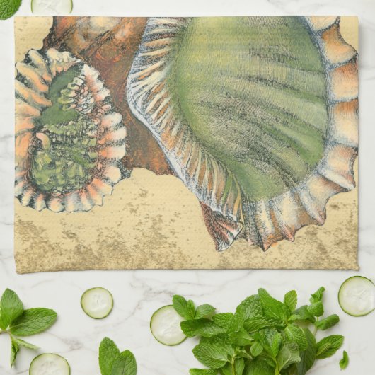 Brown en Green Seashell Theedoek (Gevouwen)