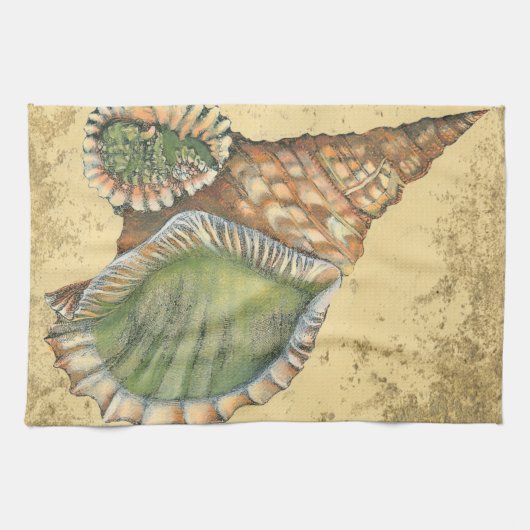 Brown en Green Seashell Theedoek (Horizontaal)