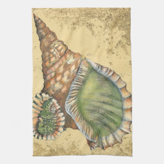 Brown en Green Seashell Theedoek (Verticaal)