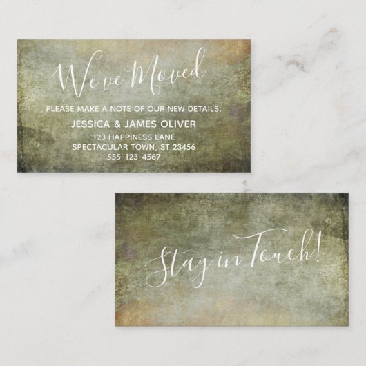 Brown en Mustard Textured Grunge "We hebben ons ve Informatiekaartje (Voorkant / Achterkant)