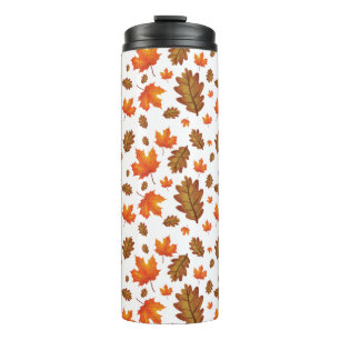 BROWN- EN ORANJE AUTUMN-VERLATEN THERMOSBEKER