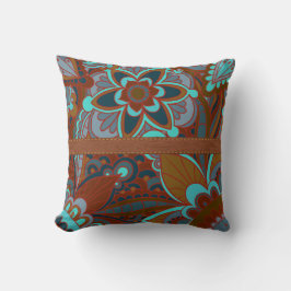 Brown en Turquoise Boho Kussen
