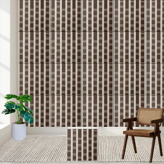 Brown en White Gingham geruit patroon Tegel Tegeltje