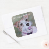 BROWN EN WITTE GEMENGDE TERRIER | VIERKANTE STICKER (Envelop)