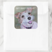 BROWN EN WITTE GEMENGDE TERRIER | VIERKANTE STICKER (Tas)
