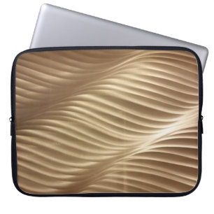 BROWN EN WITTE GESRIPTE TEXTIEL LAPTOP SLEEVE