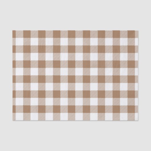 BROWN- EN WITTE HERFST GINGHAM PLAID PATROON TISSUEPAPIER (Voorkant)