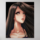 Brown Eyed Brunette Anime Meisje Poster (Voorkant)