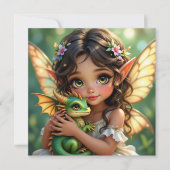 Brown Eyed Elven Fairy and Dragon  Kaart (Voorkant)