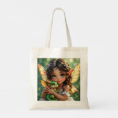 Brown Eyed Elven Fairy and Dragon  Tote Bag (Achterkant)