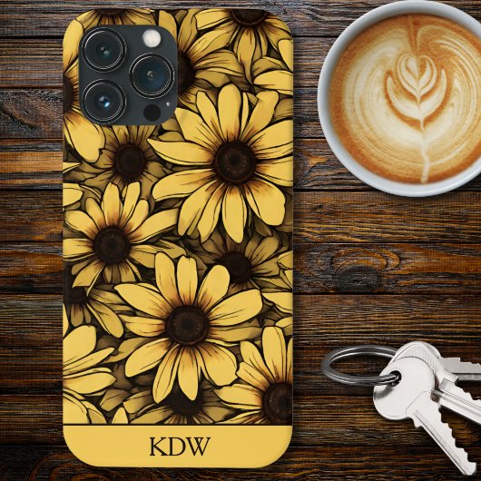 Brown Eyed Susan Monogram Case-Mate iPhone Case