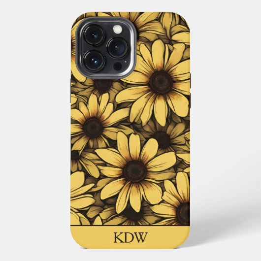 Brown Eyed Susan Monogram iPhone Hoesje (Achterkant)