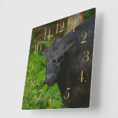 Brown Eyes - Steer and Forest Large Clock Vierkante Klok (Hoek)