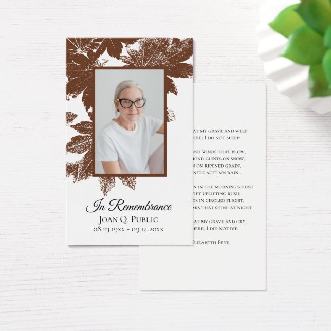 Brown Fall verlaat begrafenisgebed Visitekaartje (Bureau)