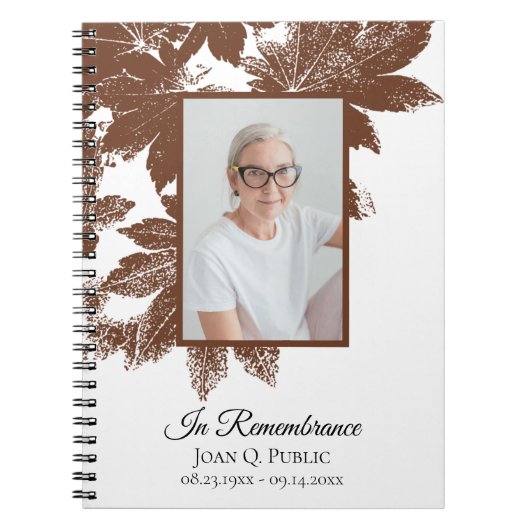 Brown Fall verlaat gastenboek Funeral Memorial Notitieboek (Voorkant)