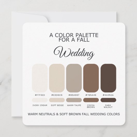 Brown Fall Wedding Color Palette 2026 Card Kaart (Voorkant)