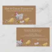 Brown Farmhouse Rustic Chicks Hen Boerderij Visitekaartje (Voorkant / Achterkant)