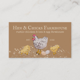 Brown Farmhouse Rustic Chicks Hen Boerderij Visitekaartje