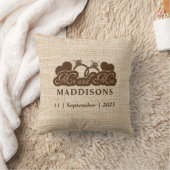 Brown Faux Burlap Mr. and Mrs. Wedding Keepsake Kussen (Deken)