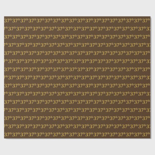 Brown, Faux Gold 37th (Dertig-7e) Event Cadeaupapier (Vlak)