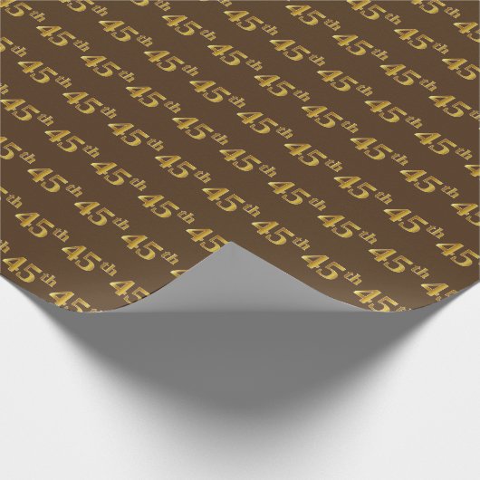 Brown, Faux Gold 45th (45th) Event Cadeaupapier (Hoek)
