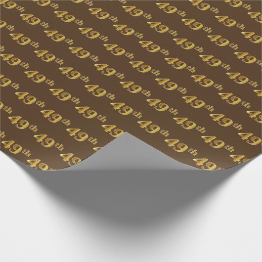 Brown, Faux Gold 49th (49th) Event Cadeaupapier (Hoek)