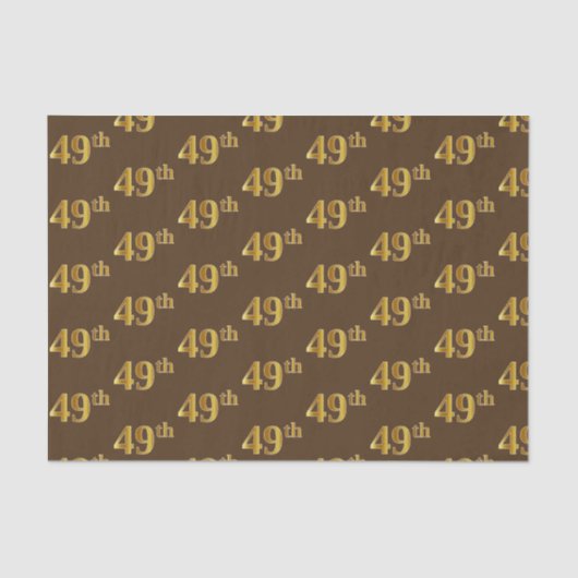Brown, Faux Gold 49th (49th) Event Tissuepapier (Voorkant)