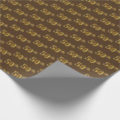 Brown, Faux Gold 50th (50ste) event Cadeaupapier (Hoek)