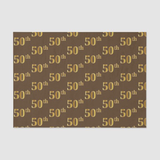 Brown, Faux Gold 50th (50ste) event Tissuepapier (Voorkant)