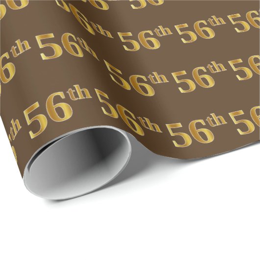 Brown, Faux Gold 56th (56th) Event Cadeaupapier (Rol Hoek)