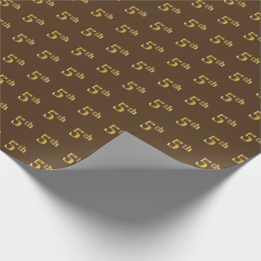 Brown, Faux Gold 5th (vijfde) event Cadeaupapier (Hoek)