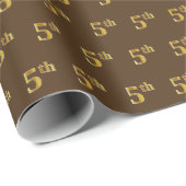 Brown, Faux Gold 5th (vijfde) event Cadeaupapier (Rol Hoek)