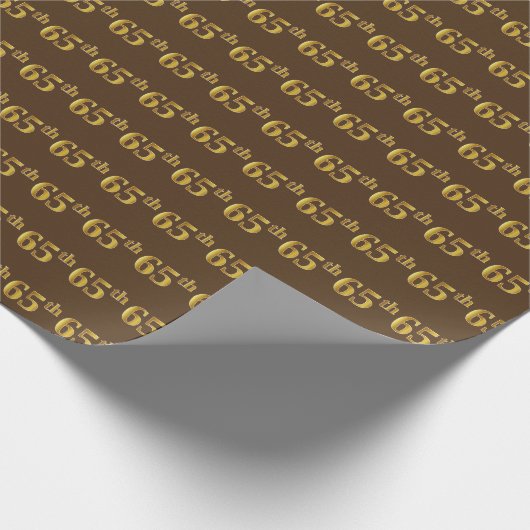 Brown, Faux Gold 65th (65th) Event Cadeaupapier (Hoek)