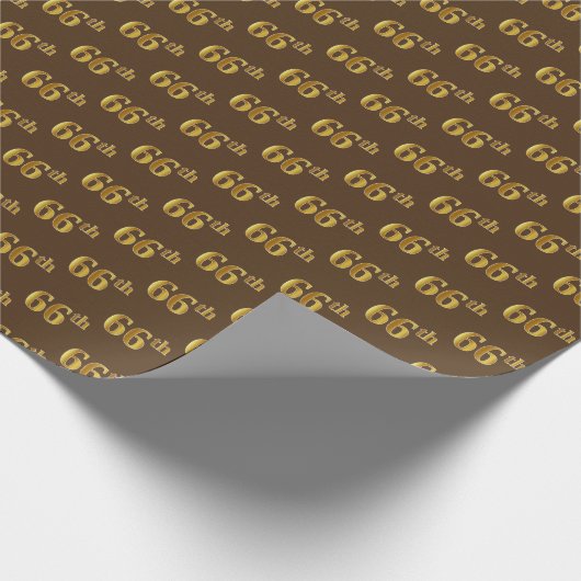 Brown, Faux Gold 66th (66th) Event Cadeaupapier (Hoek)