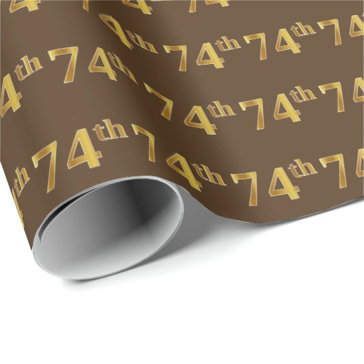 Brown, Faux Gold 74e (74e) gebeurtenis Cadeaupapier (Rol Hoek)