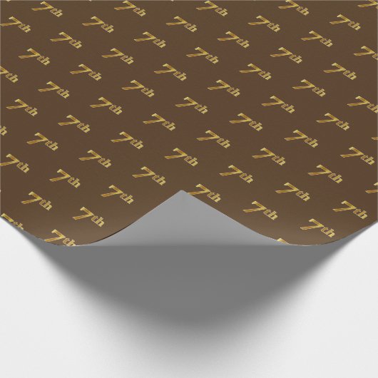Brown, Faux Gold 7th (7e) Event Cadeaupapier (Hoek)