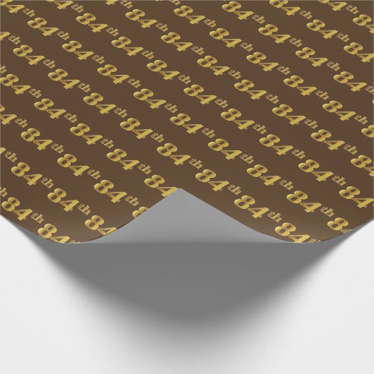Brown, Faux Gold 84th (84ste) event Cadeaupapier (Hoek)