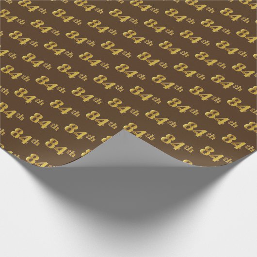 Brown, Faux Gold 84th (84ste) event Cadeaupapier (Hoek)