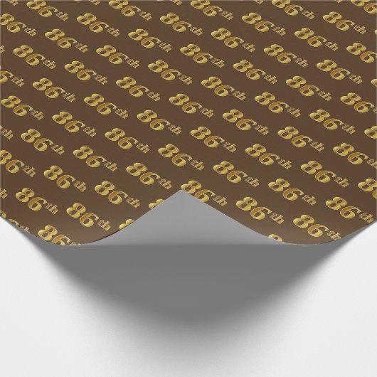 Brown, Faux Gold 86th (86th) Event Cadeaupapier (Hoek)