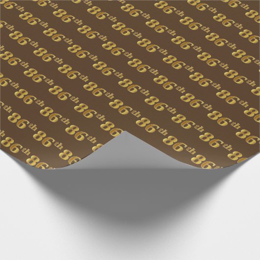 Brown, Faux Gold 86th (86th) Event Cadeaupapier (Hoek)