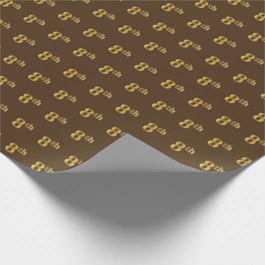 Brown, Faux Gold 8th (8ste) event Cadeaupapier (Hoek)