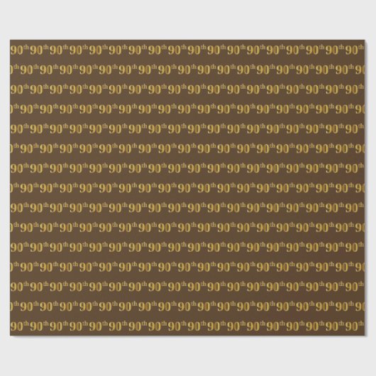 Brown, Faux Gold 90th (Ninetieth) Event Cadeaupapier (Vlak)