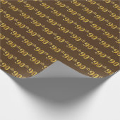 Brown, Faux Gold 90th (Ninetieth) Event Cadeaupapier (Hoek)