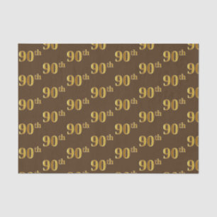 Brown, Faux Gold 90th (Ninetieth) Event Tissuepapier