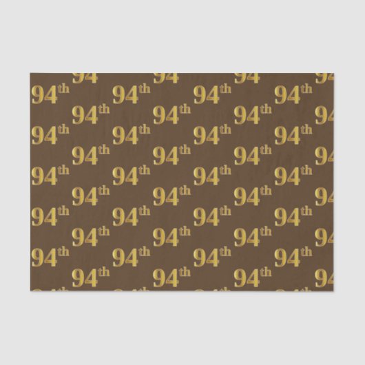 Brown, Faux Gold 94th (negenenenveertig) Event Tissuepapier (Voorkant)