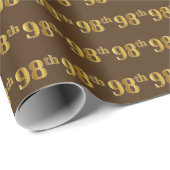 Brown, Faux Gold 98th (negenenennegentig) Event Cadeaupapier (Rol Hoek)