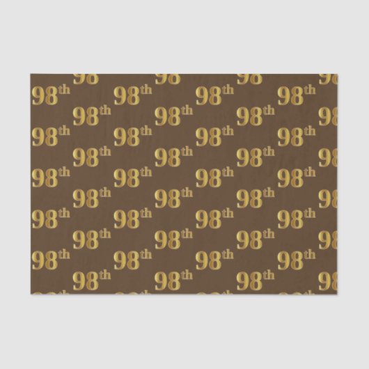 Brown, Faux Gold 98th (negenenennegentig) Event Tissuepapier (Voorkant)