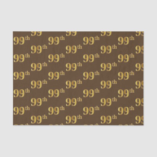 Brown, Faux Gold 99th (negenennegentig) Event Tissuepapier (Voorkant)