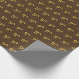 Brown, Faux Gold 9th (negende) event Cadeaupapier