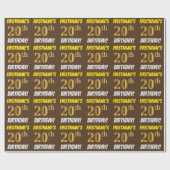 Brown, Faux/Imitation Gold, "20th BIRTHDAY" Cadeaupapier (Vlak)